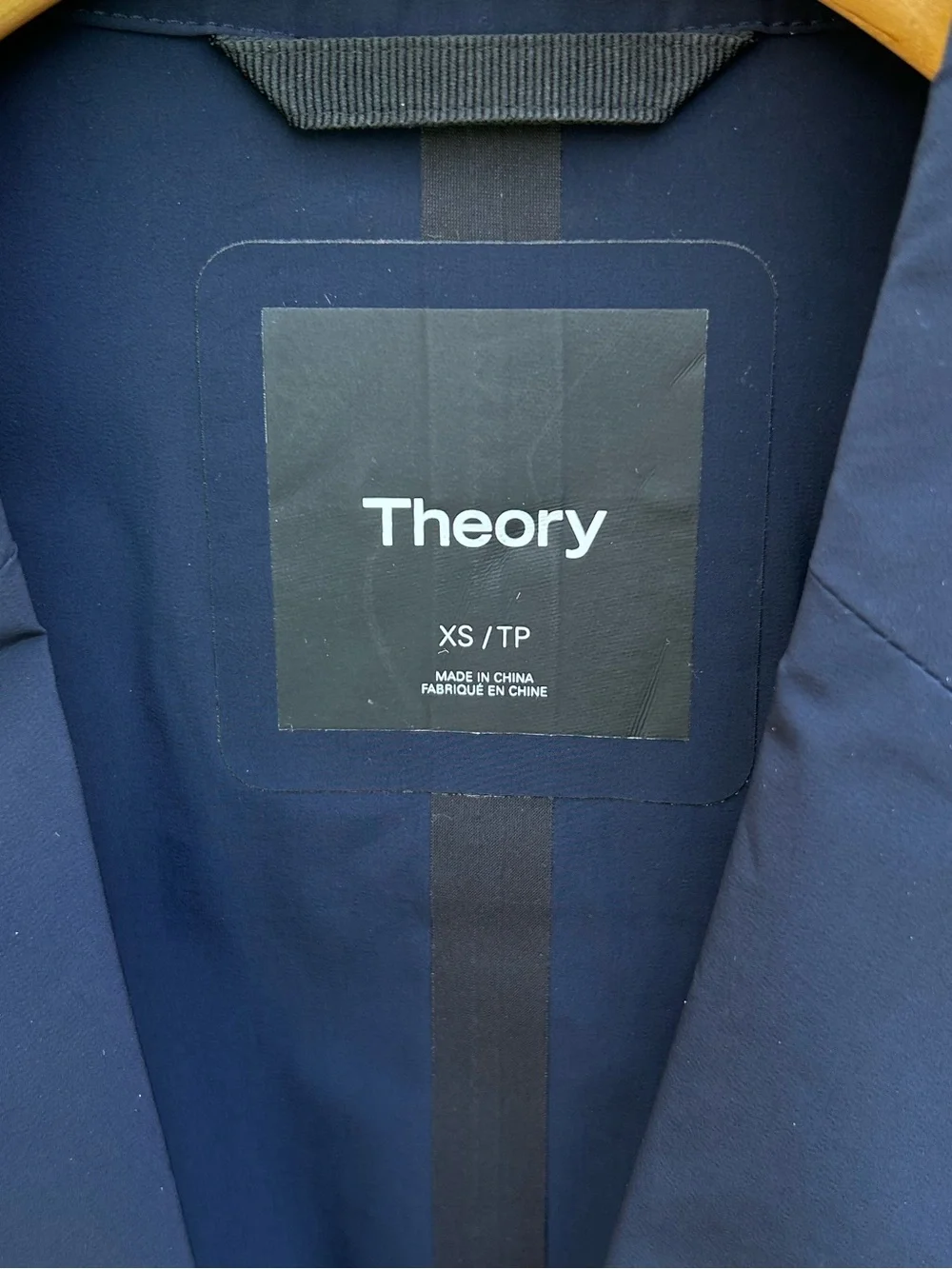 Theory Euclid Paper Nylon Packable Blazer Navy Blue XS